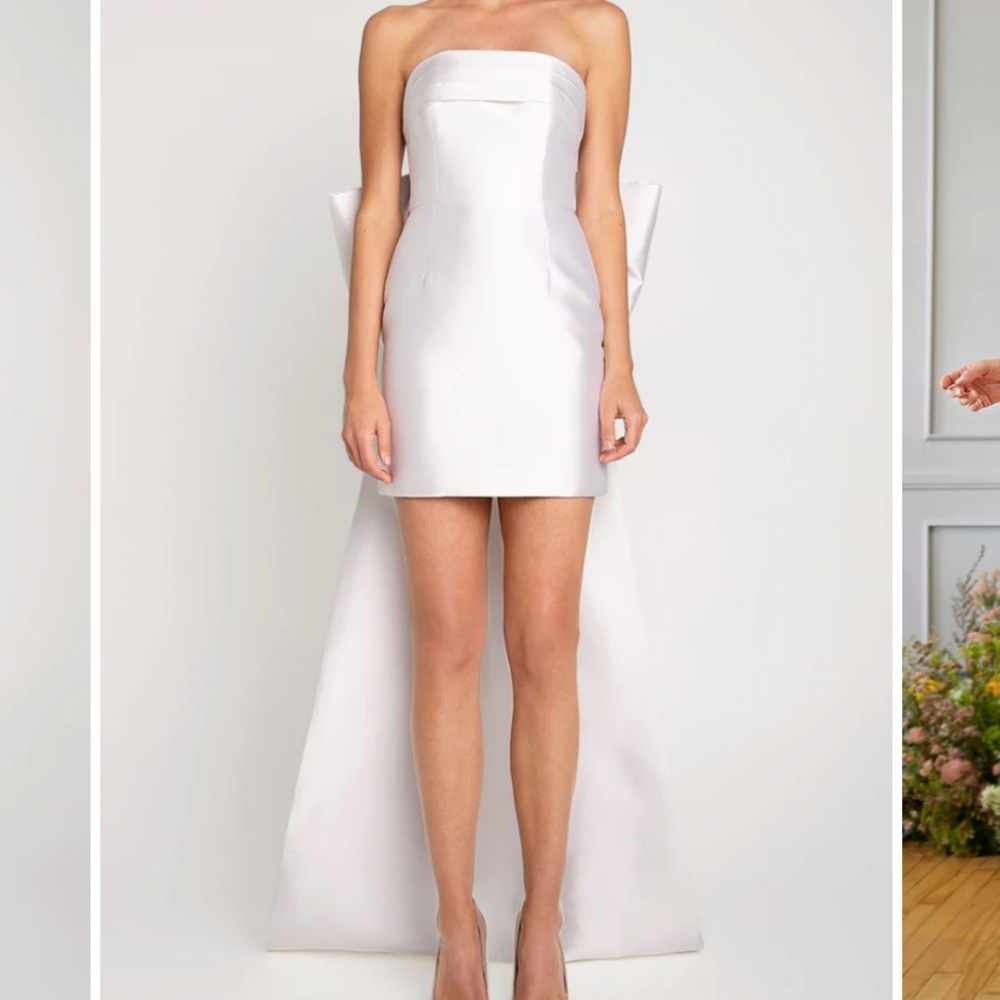 Alexia Maria Camille Silk and Wool Mini Dress with Removable Train